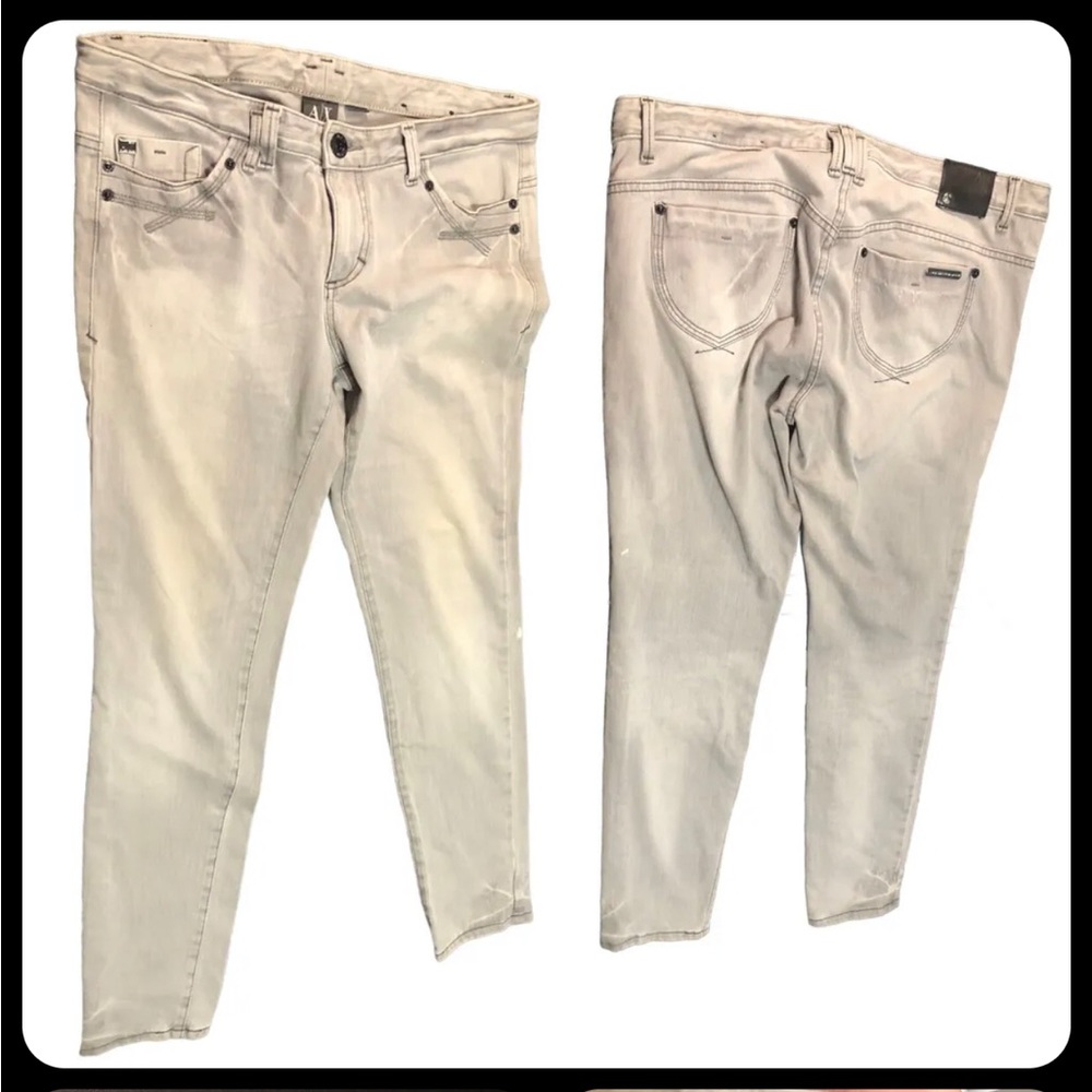 AX Armani Exchange Stretch Women Gray Jean Sz 12 Skinny Leg W34 L30 EUC C108